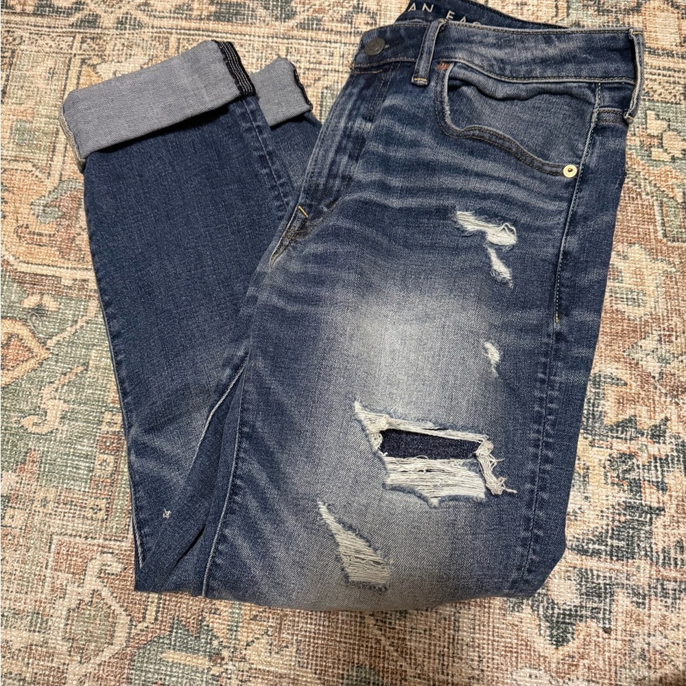 American Eagle Outfitters Kids Ripped Dark Blue Jeans